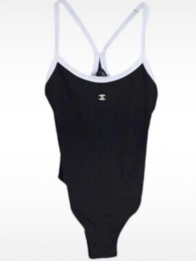 CHANEL Black One-Piece Swimsuit with White Trim size  Multiple sizes - NWT